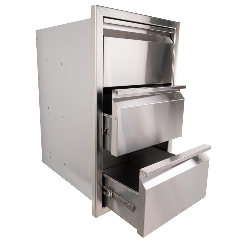 Buck Outdoor 16-Inch Stainless Steel Triple Access Drawer - BO BE-DRW3-15