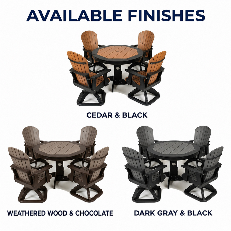 Infinity Living Poly Lumber 42" Round Inlay Dining Table with 4 Swivel Dining Chairs