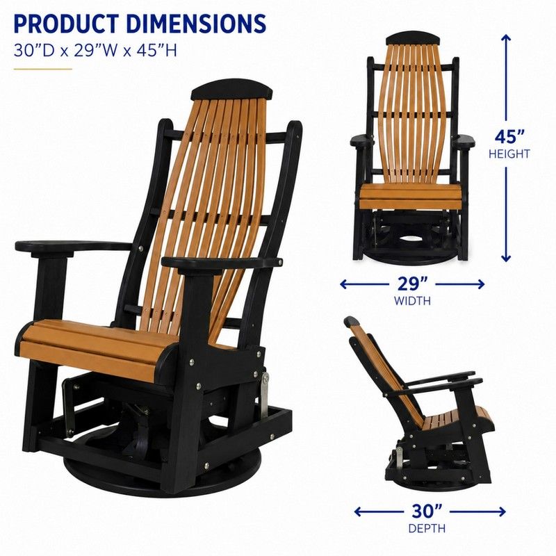 Infinity Living Poly Lumber Set of 2 Blue Ridge Swivel Gliders with End Table