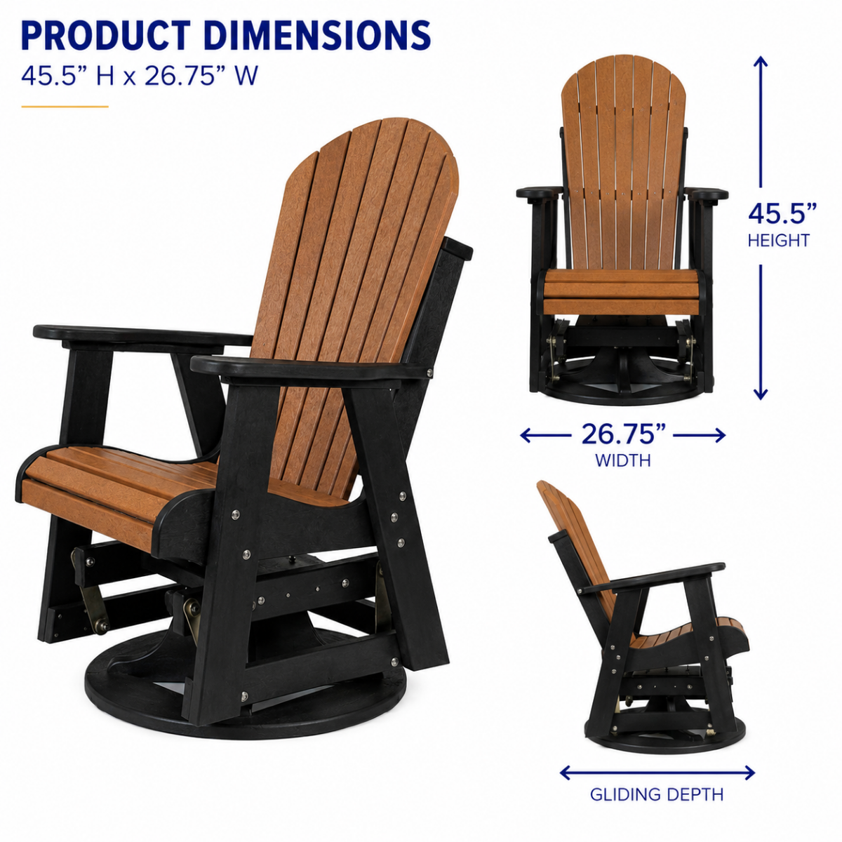 Infinity Living Poly Lumber Set of 4 Fan Back Swivel Gliders