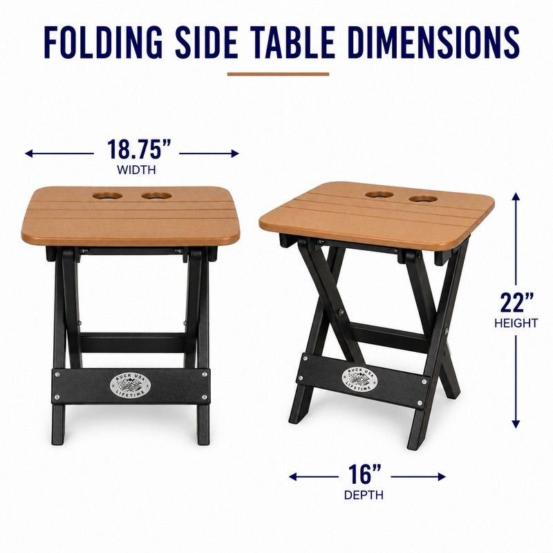 Outdoor Poly Furniture Folding Patio Cup Holder Table with 3 Cup Holders by Buck USA