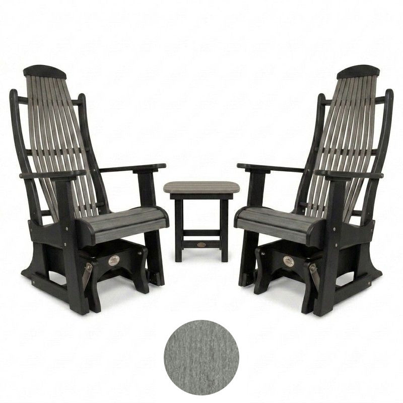 Infinity Living Poly Lumber Set with Blue Ridge 2 Single Gliders End Table