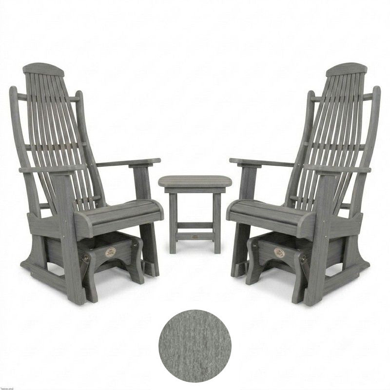 Infinity Living Poly Lumber Set with Blue Ridge 2 Single Gliders End Table
