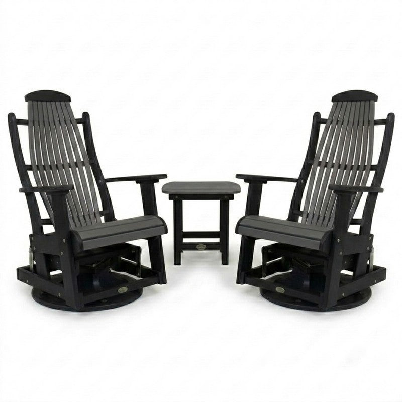 Infinity Living Poly Lumber Set of 2 Blue Ridge Swivel Gliders with End Table