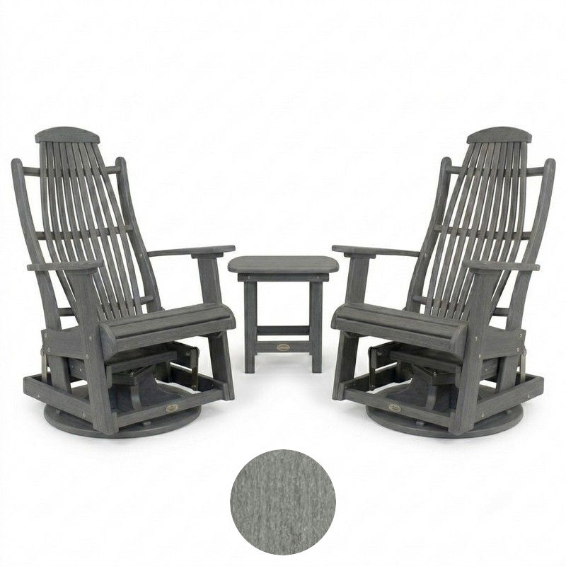 Infinity Living Poly Lumber Set of 2 Blue Ridge Swivel Gliders with End Table