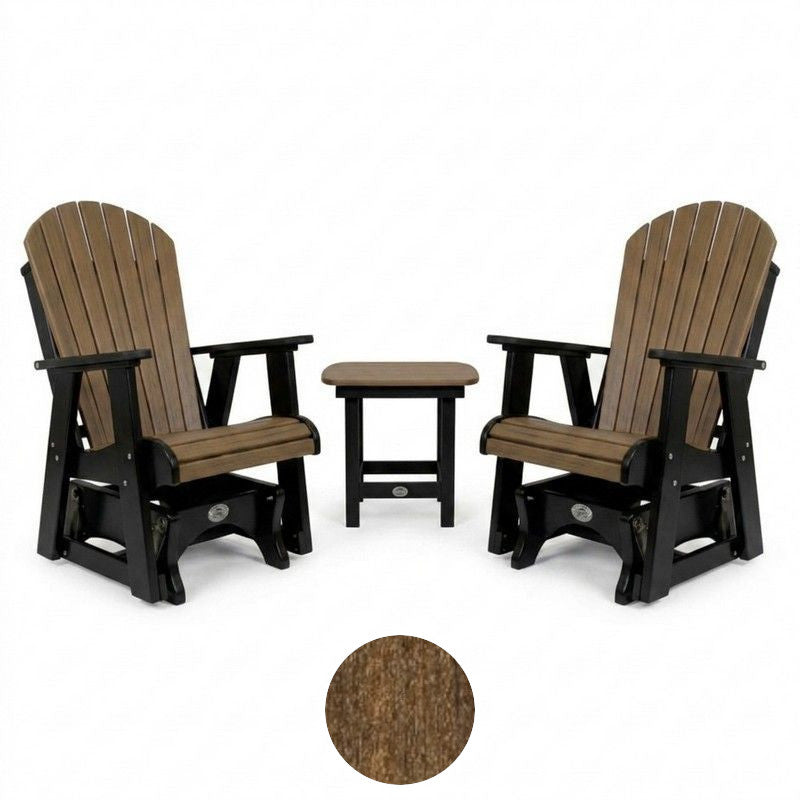 Infinity Living Poly Lumber Set with 2 Fan Back Single Gliders End Table
