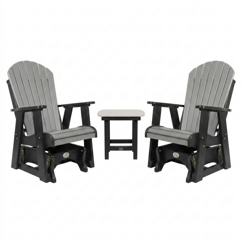Infinity Living Poly Lumber Set with 2 Fan Back Single Gliders End Table