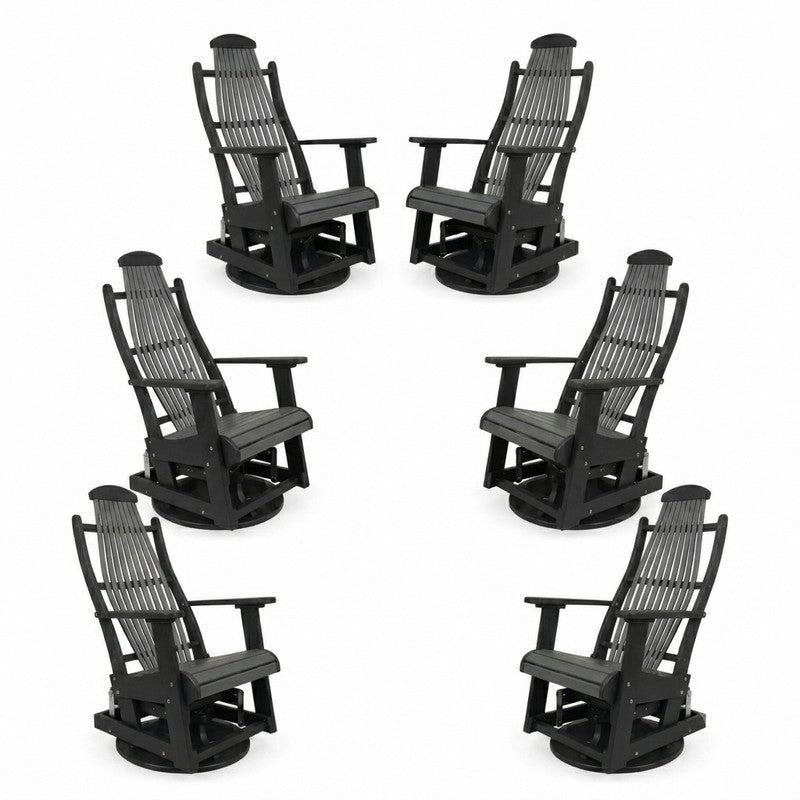 Outdoor Poly Furniture Set of 6 Blue Ridge Swivel Gliders by Buck USA