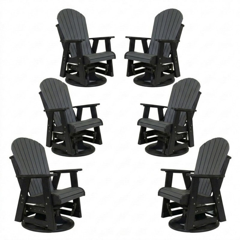 Outdoor Poly Furniture Set of 6 Fan Back Swivel Gliders by Buck USA