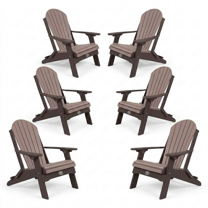 Infinity Living Poly Lumber Set of 6 Fan Back Adirondack Folding Chairs