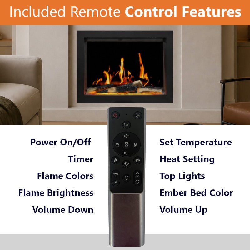 Buck Stove 40" Strata LCD Electric Fireplace with App-Control, Remote, 5,000 BTU Heater & Logs for 110/120V - BE L40LCD