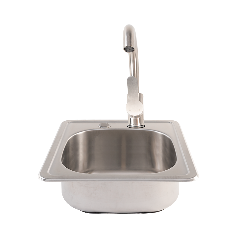 Buck Outdoor 15-Inch X 15-Inch Outdoor Rated Stainless Steel Drop In Sink With Hot/Cold Faucet- BGE-SNK1-A