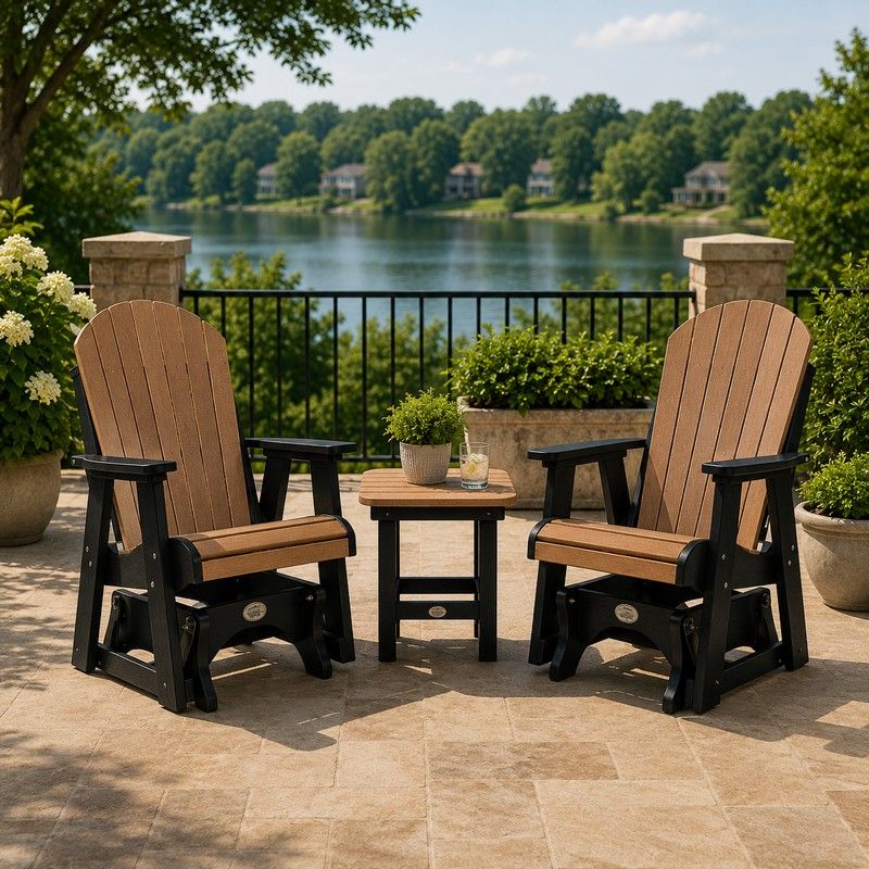 Infinity Living Poly Lumber Set with 2 Fan Back Single Gliders End Table