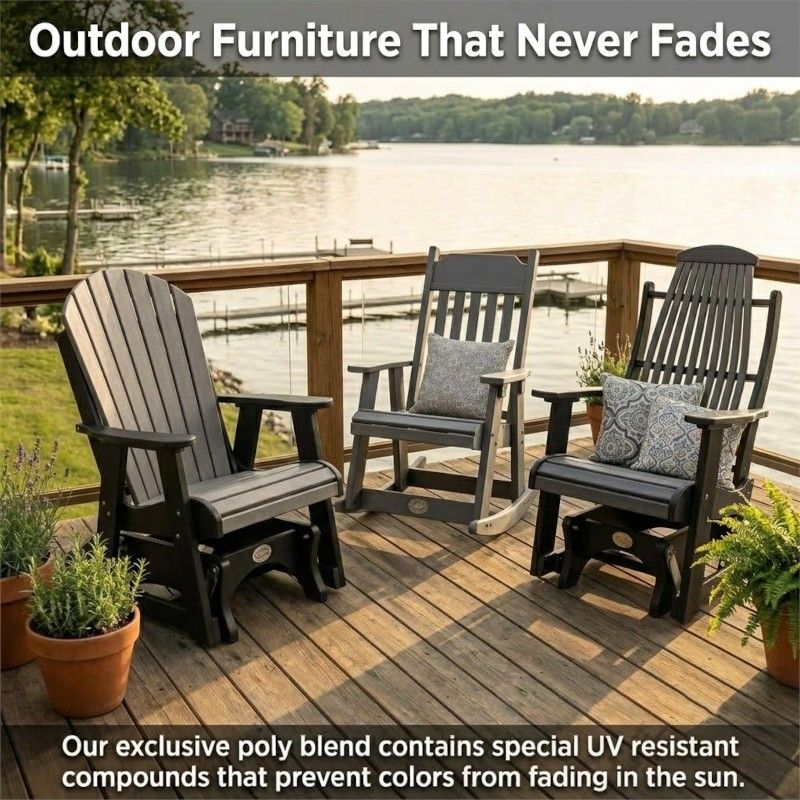 Infinity Living Poly Lumber 42" Round Inlay Dining Table with 4 Swivel Dining Chairs