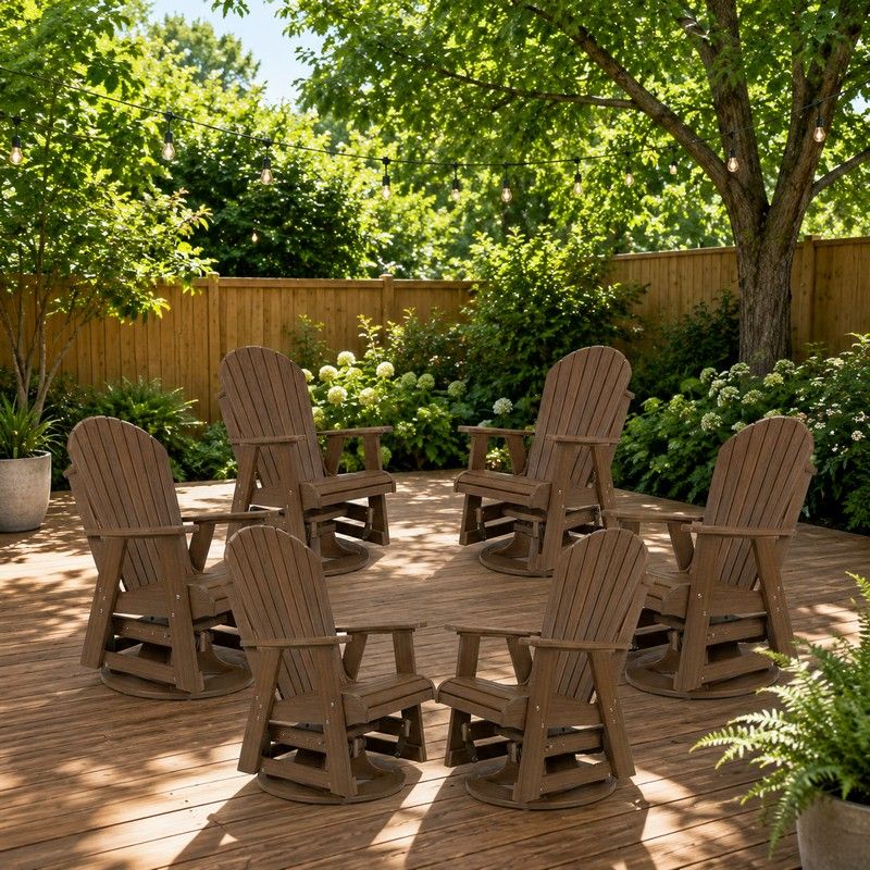 Outdoor Poly Furniture Set of 6 Fan Back Swivel Gliders by Buck USA
