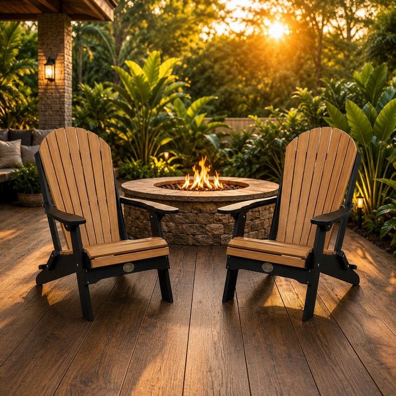 Infinity Living Poly Lumber Set of 4 Fan Back Adirondack Folding Chairs
