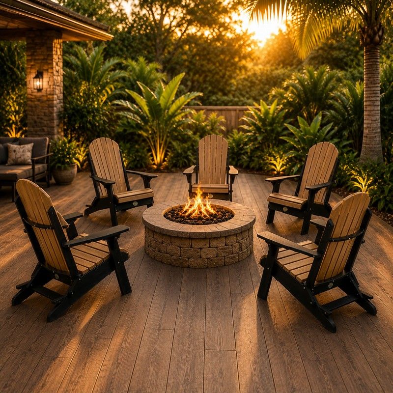 Infinity Living Poly Lumber Set of 6 Fan Back Adirondack Folding Chairs