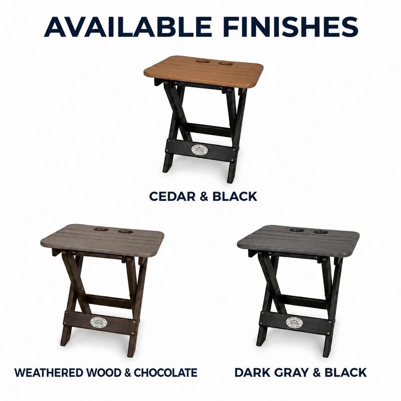 Infinity Living Poly Lumber Folding Patio Cup Holder Table with 3 Cup Holders