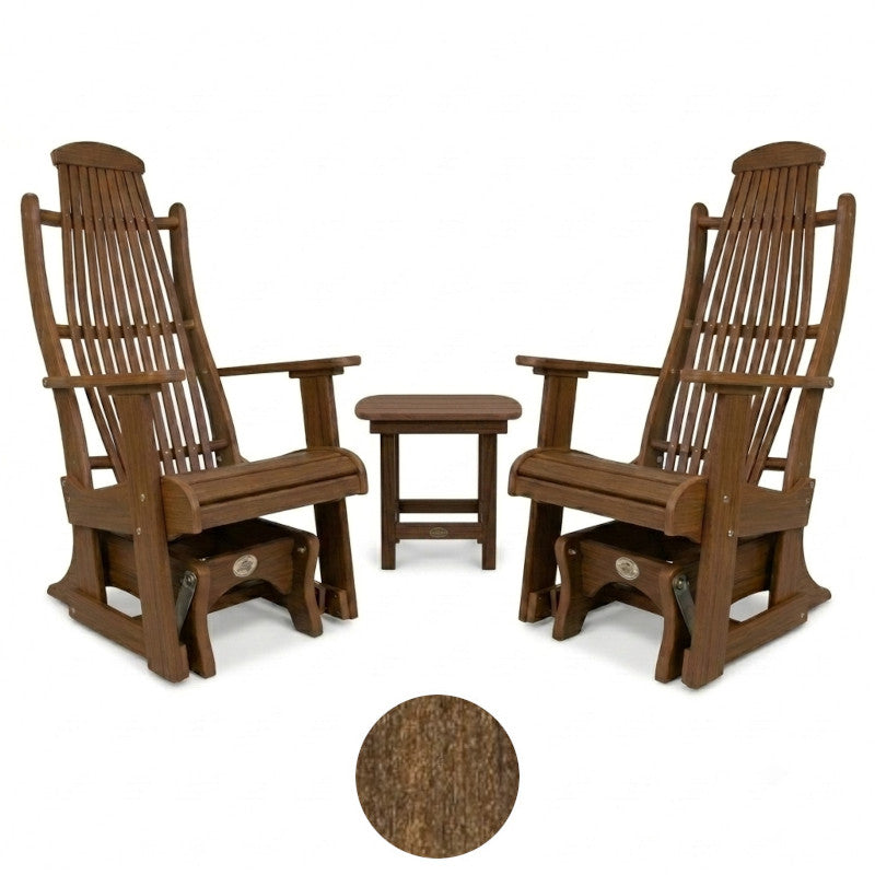 Infinity Living Poly Lumber Set with Blue Ridge 2 Single Gliders End Table