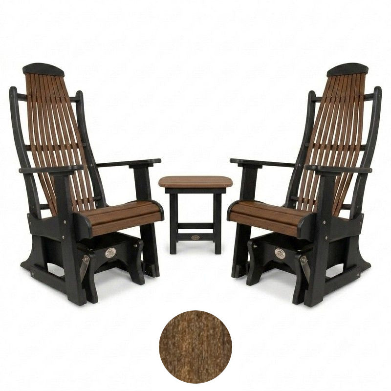 Infinity Living Poly Lumber Set with Blue Ridge 2 Single Gliders End Table