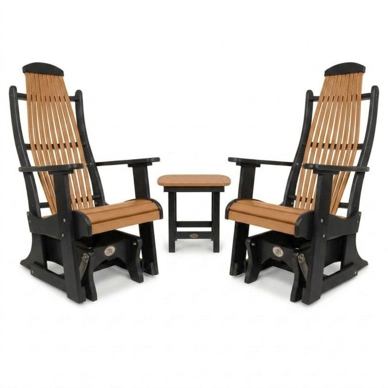 Infinity Living Poly Lumber Set with Blue Ridge 2 Single Gliders End Table