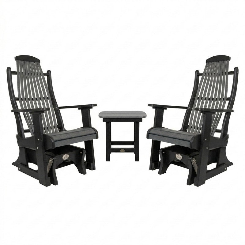 Infinity Living Poly Lumber Set with Blue Ridge 2 Single Gliders End Table
