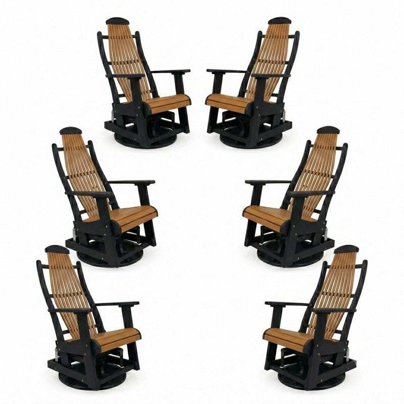 Outdoor Poly Furniture Set of 6 Blue Ridge Swivel Gliders by Buck USA