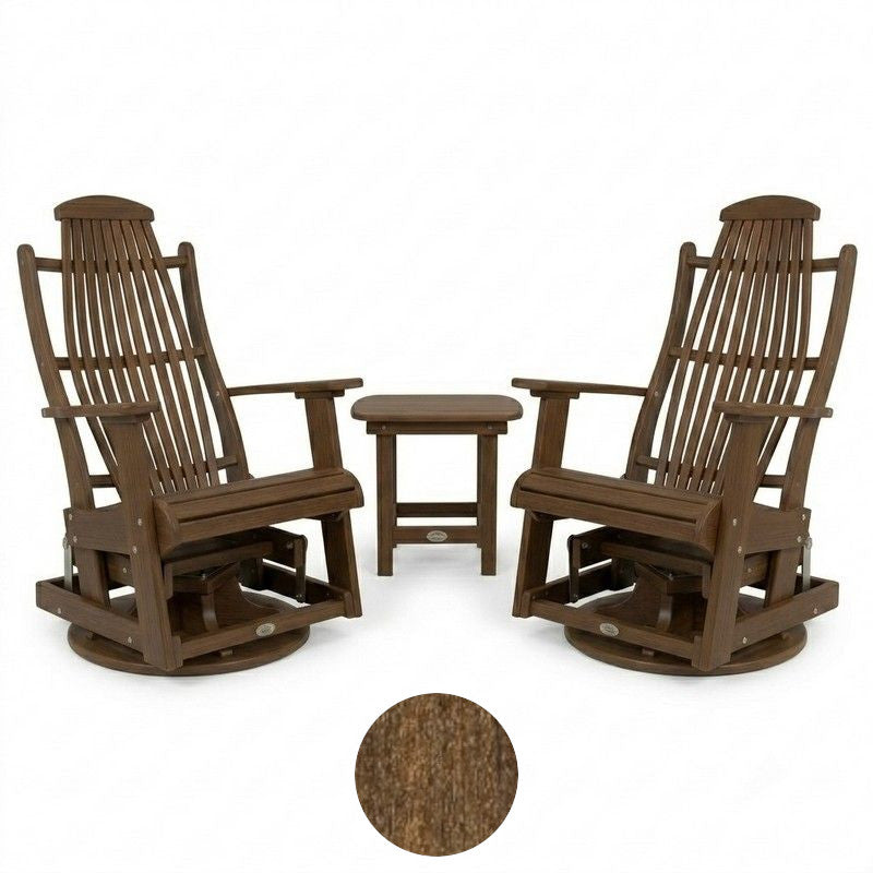 Infinity Living Poly Lumber Set of 2 Blue Ridge Swivel Gliders with End Table
