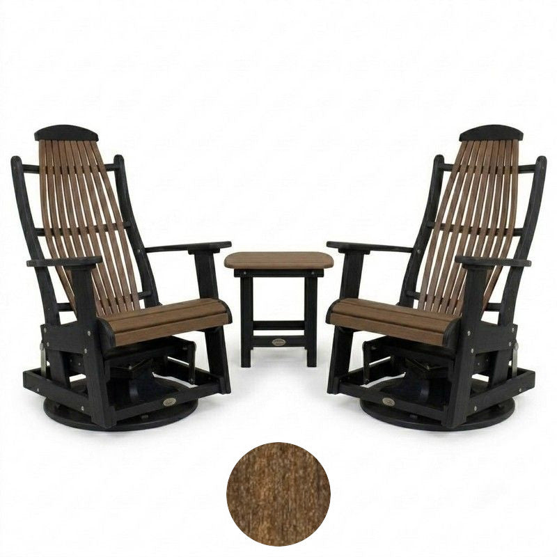 Infinity Living Poly Lumber Set of 2 Blue Ridge Swivel Gliders with End Table
