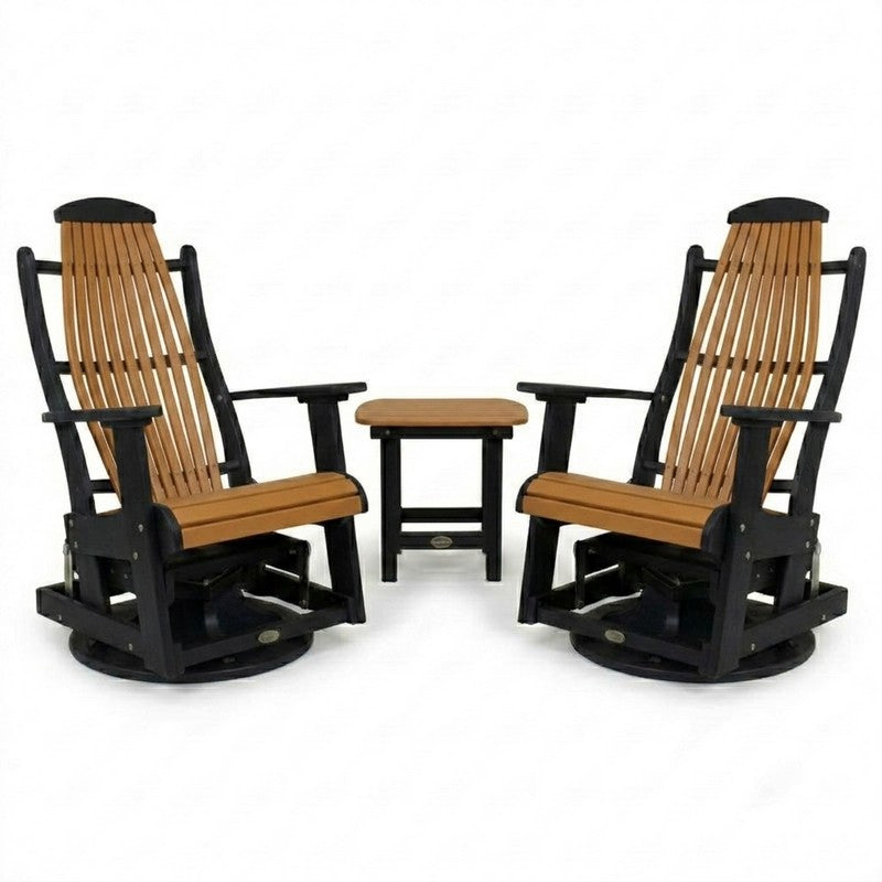 Infinity Living Poly Lumber Set of 2 Blue Ridge Swivel Gliders with End Table