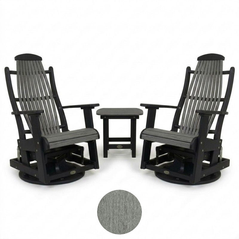 Infinity Living Poly Lumber Set of 2 Blue Ridge Swivel Gliders with End Table