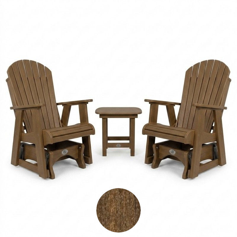 Infinity Living Poly Lumber Set with 2 Fan Back Single Gliders End Table