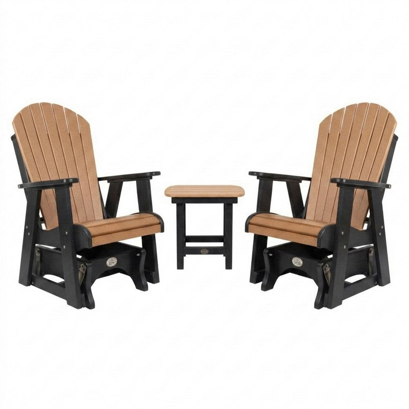 Infinity Living Poly Lumber Set with 2 Fan Back Single Gliders End Table