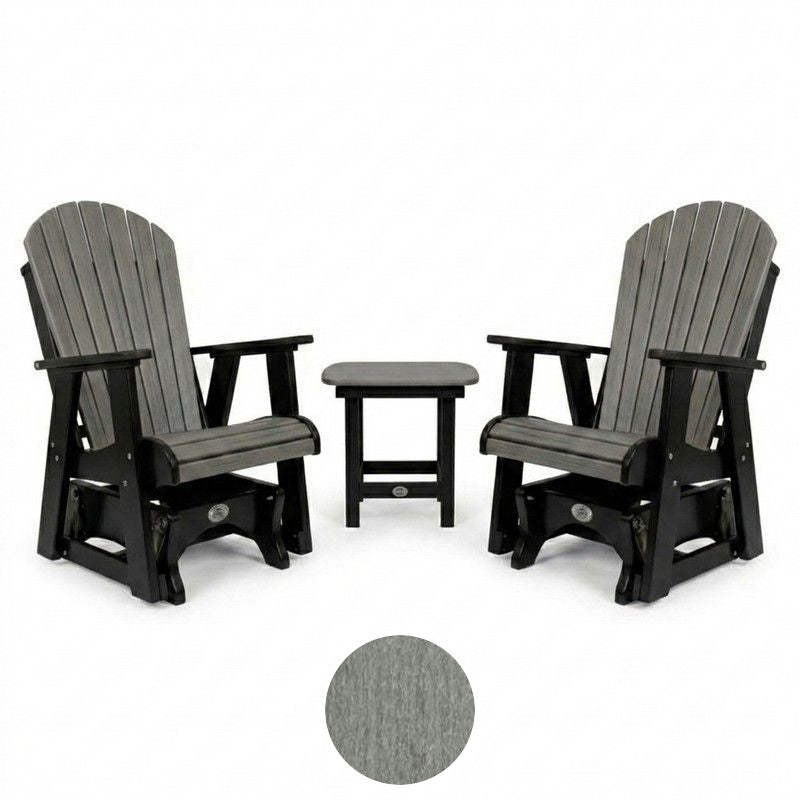 Infinity Living Poly Lumber Set with 2 Fan Back Single Gliders End Table