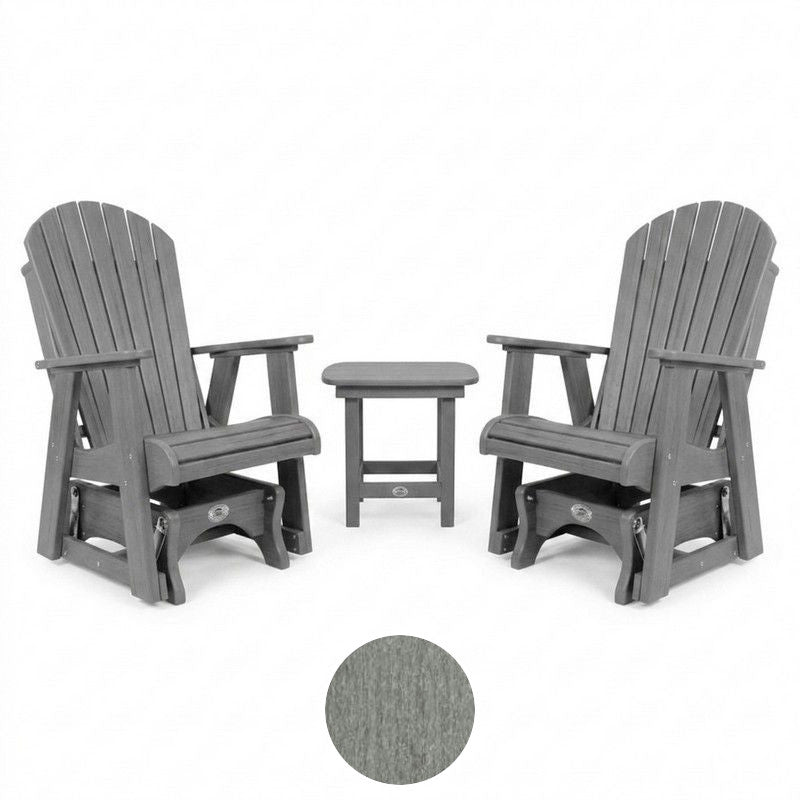 Infinity Living Poly Lumber Set with 2 Fan Back Single Gliders End Table