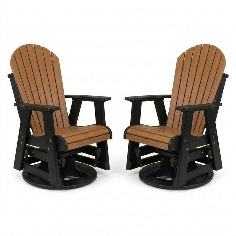 Outdoor Poly Furniture Set of 2 Fan Back Swivel Gliders by Buck USA