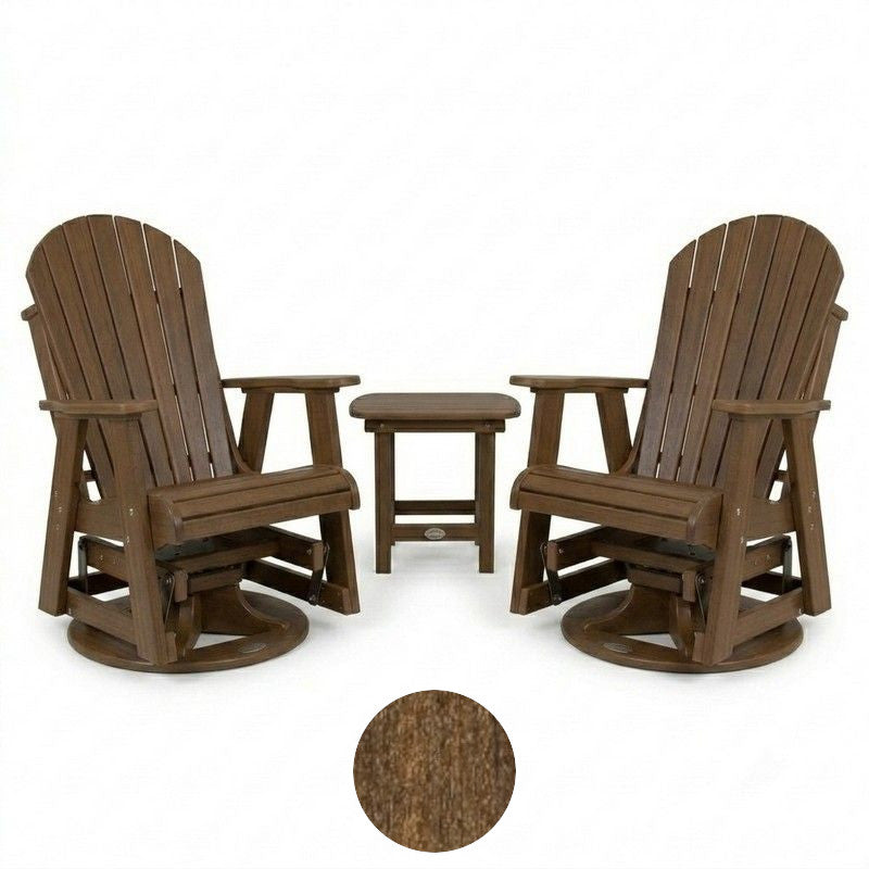 Infinity Living Poly Lumber Set of 2 Fan Back Swivel Gliders with End Table