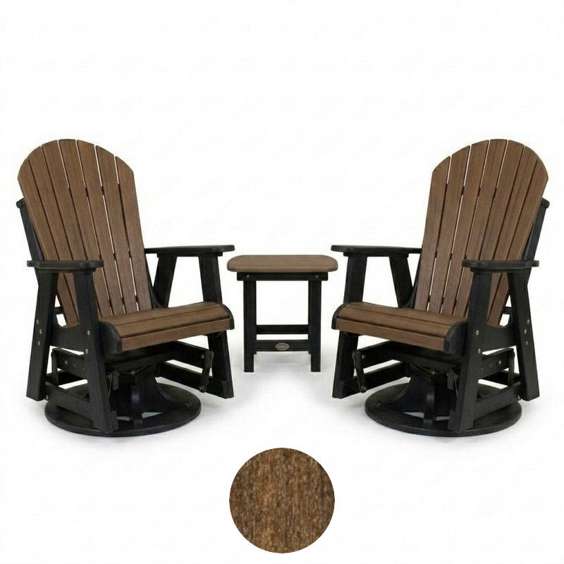 Infinity Living Poly Lumber Set of 2 Fan Back Swivel Gliders with End Table
