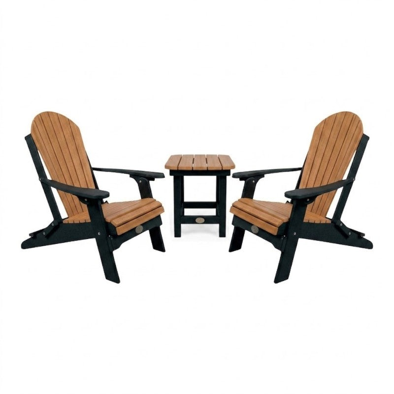 Infinity Living Poly Lumber Set with 2 Fan Back Adirondack Folding Chairs End Table