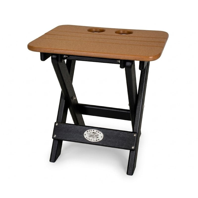 Infinity Living Poly Lumber Folding Patio Cup Holder Table with 3 Cup Holders
