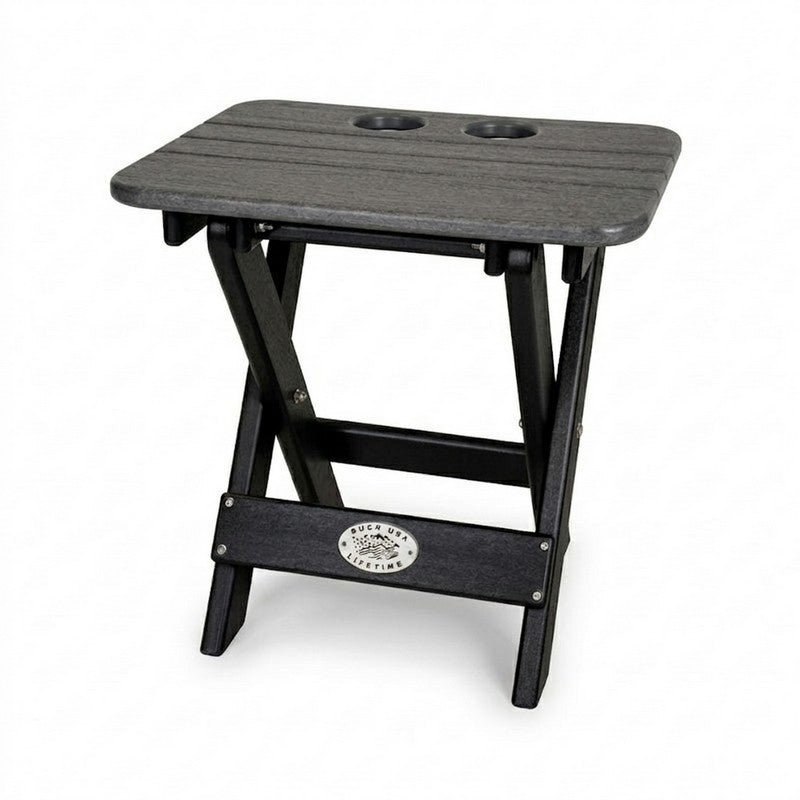Infinity Living Poly Lumber Folding Patio Cup Holder Table with 3 Cup Holders