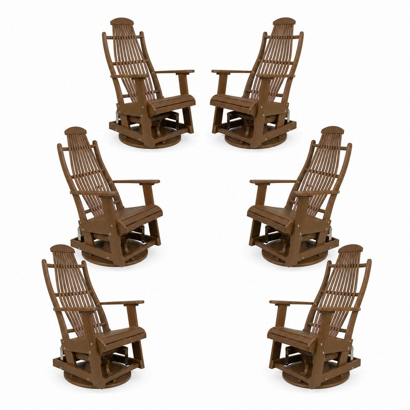 Outdoor Poly Furniture Set of 6 Blue Ridge Swivel Gliders by Buck USA