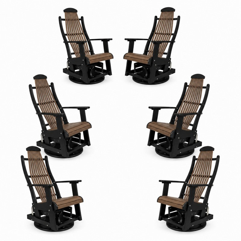 Outdoor Poly Furniture Set of 6 Blue Ridge Swivel Gliders by Buck USA