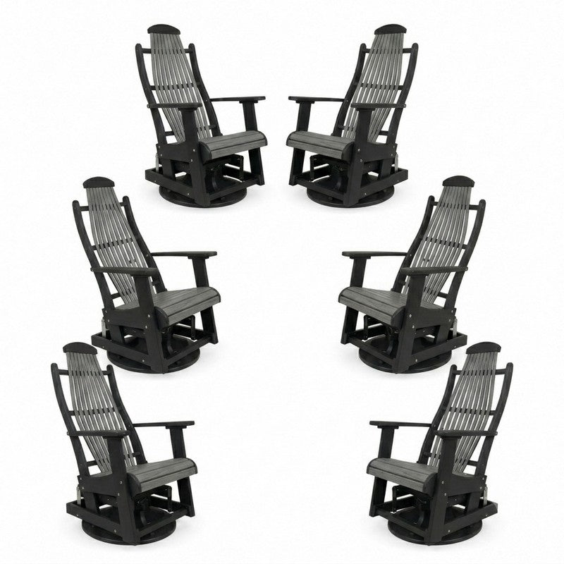 Outdoor Poly Furniture Set of 6 Blue Ridge Swivel Gliders by Buck USA