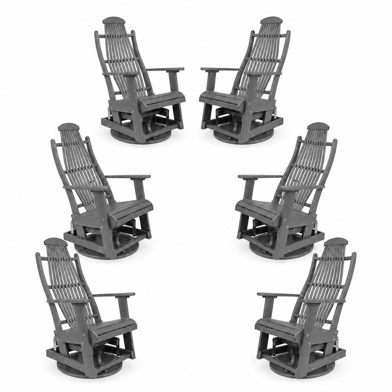 Outdoor Poly Furniture Set of 6 Blue Ridge Swivel Gliders by Buck USA