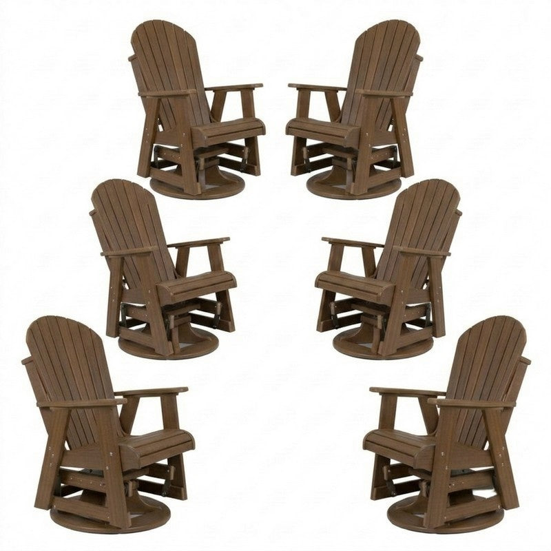 Outdoor Poly Furniture Set of 6 Fan Back Swivel Gliders by Buck USA