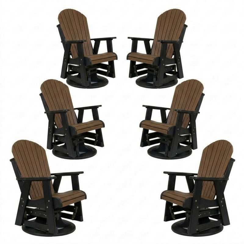 Outdoor Poly Furniture Set of 6 Fan Back Swivel Gliders by Buck USA