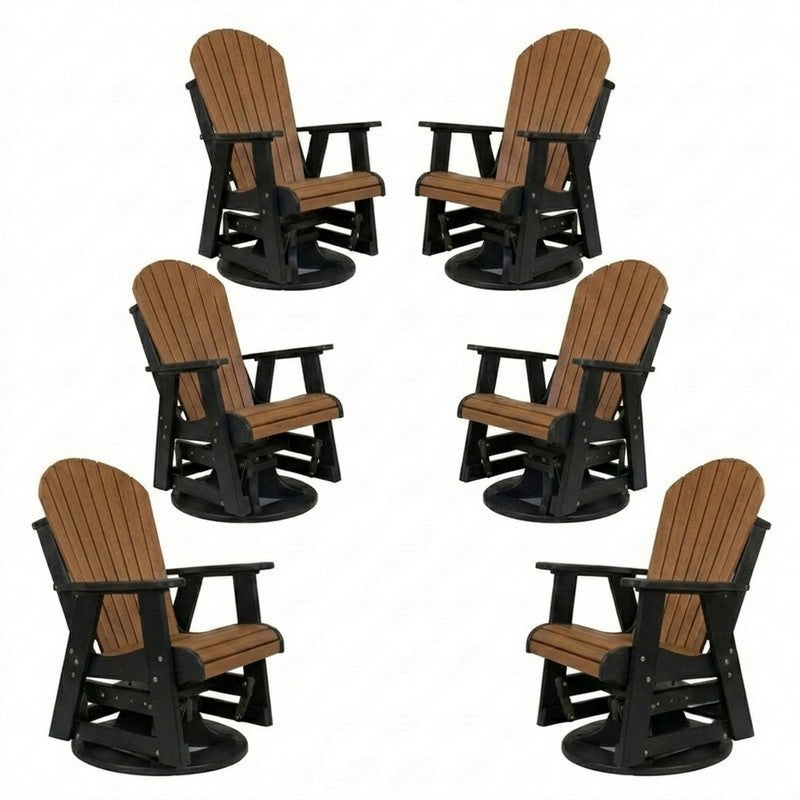 Outdoor Poly Furniture Set of 6 Fan Back Swivel Gliders by Buck USA