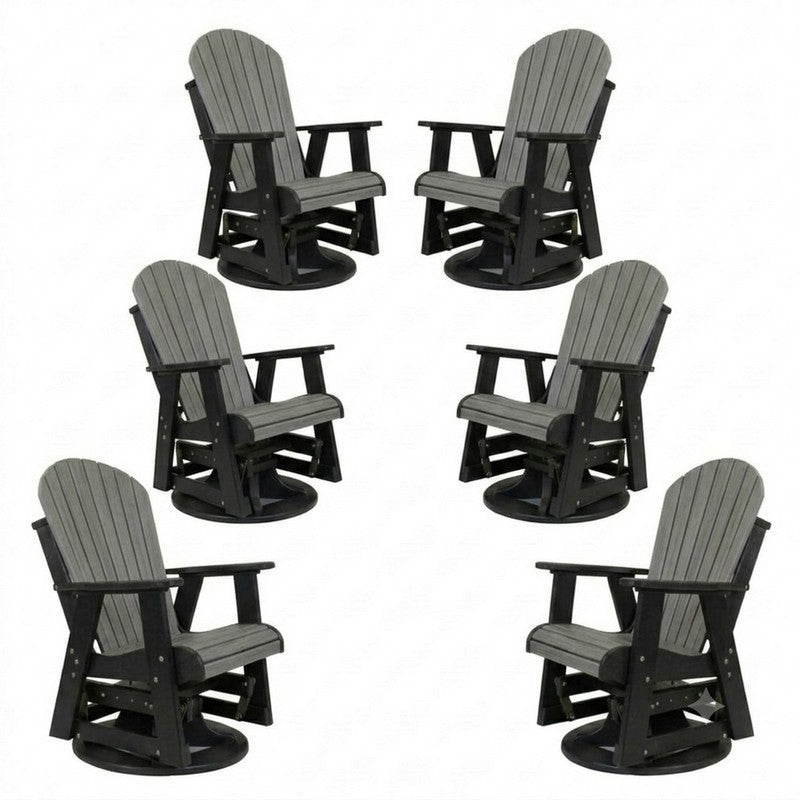 Outdoor Poly Furniture Set of 6 Fan Back Swivel Gliders by Buck USA