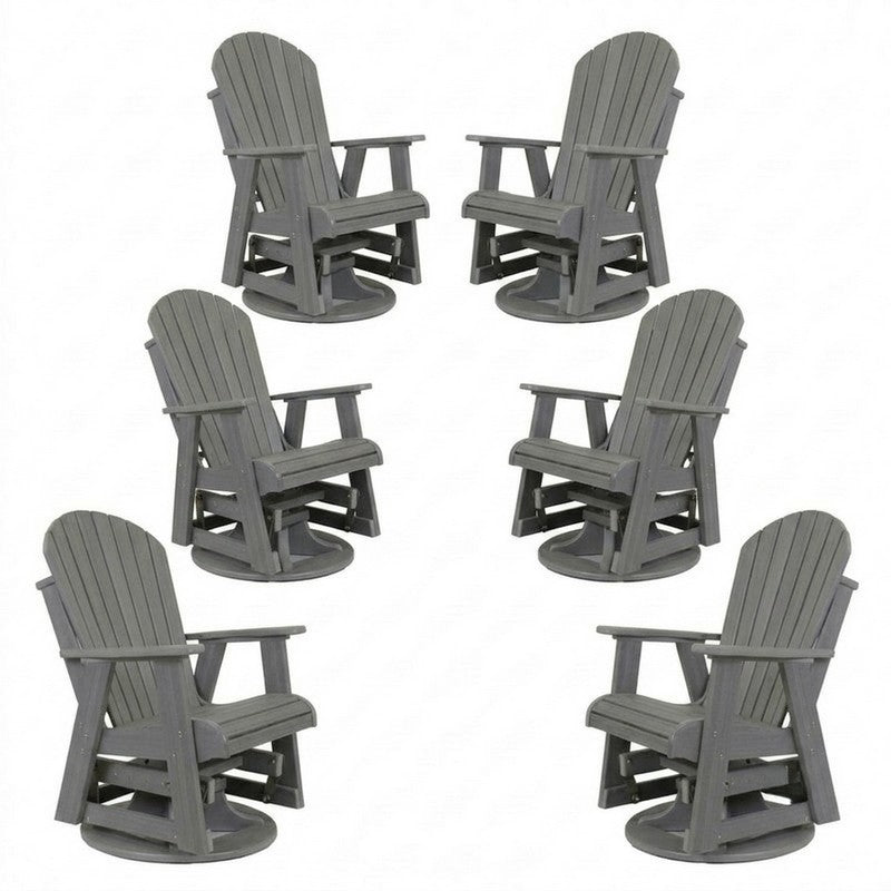 Outdoor Poly Furniture Set of 6 Fan Back Swivel Gliders by Buck USA
